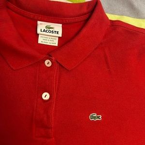 Lacoste Red Button-Down Polo Shirt (Size 42)